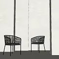 Modern Leisure Chairs With Woven Backrest And Dark Seat Cushion In Light Colored Space
