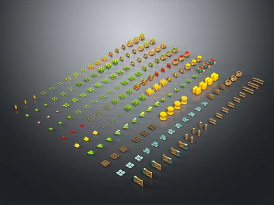 Colorful Scene Components With Various Shapes And Design Elements For Models 3d model
