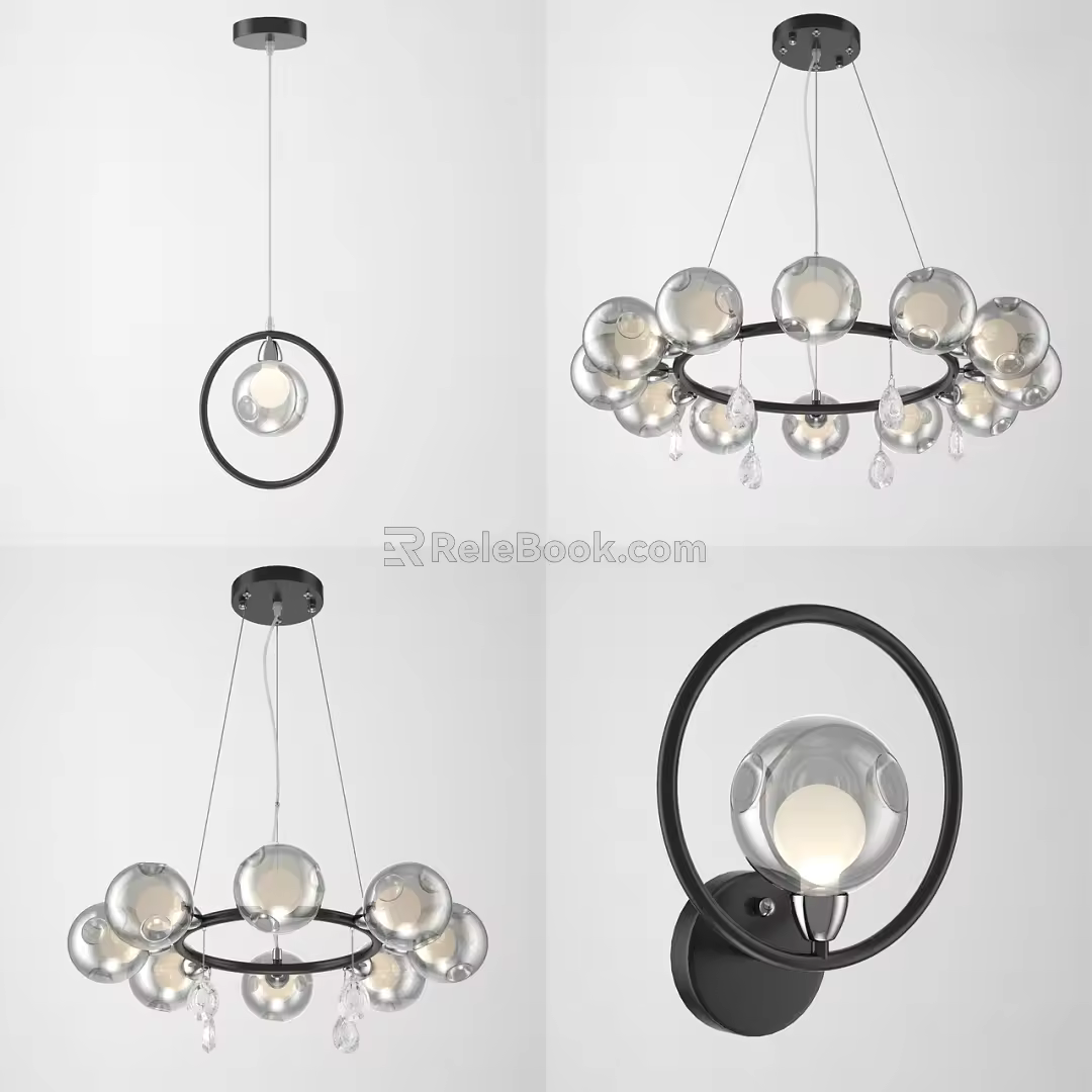 Modern lamp combination chandelier wall lamp 3d model