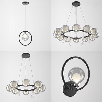 Modern lamp combination chandelier wall lamp 3d model