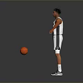 Man Standing In White Spurs Basketball Jersey Number 3 With Arms Outstretched And Basketball