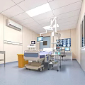 Modern Hospital Ward Interior Featuring Medical Bed Examination Lights Monitors And Storage Cabinets