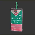 SINGER Sewing Machine Oil in Green and Pink Metal Can for Home Use