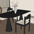 Middle-style dining tables and chairs 3d model