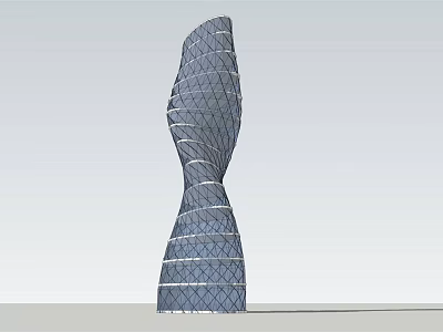 Modern Twisted High Rise Office Building With Grid Facade And Unique Architecture 3d model