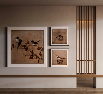 Chinese Middle Ancient Hanging Paintings 3d model