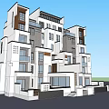 Modern Semi Detached Villa Exterior Design With White And Dark Facade Balconies And Large Windows