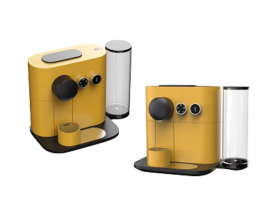 Yellow Coffee Machines With Modern Design Transparent Cups And Black Control Buttons For Daily Use 3d model
