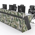 Camouflage console display arm ergonomic chair console three-seat console 3d model