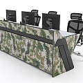 Camouflage console display arm ergonomic chair console three-seat console 3d model