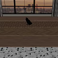 Wooden Flooring With Herringbone Pattern In Bright Living Room With City View And Shiba Inu