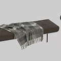 Brown Leather Sofa Bench Interior With Plaid Blanket And Metal Legs Design