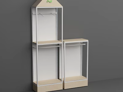 Modern Display Shelves With Metal Frame And Wooden Shelves For Retail Store 3d model