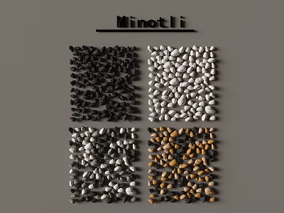 Minotti Rockery Stones Collection With Black White Black And White Brown Yellow Colors 3d model