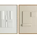 Modern Geometric 3D Wall Art With Golden Frames And White Beige Backgrounds 3d model