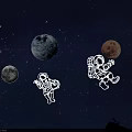 Starry Sky Themed Decorative Lights with Moon Astronaut and Building Silhouettes for Home Decor