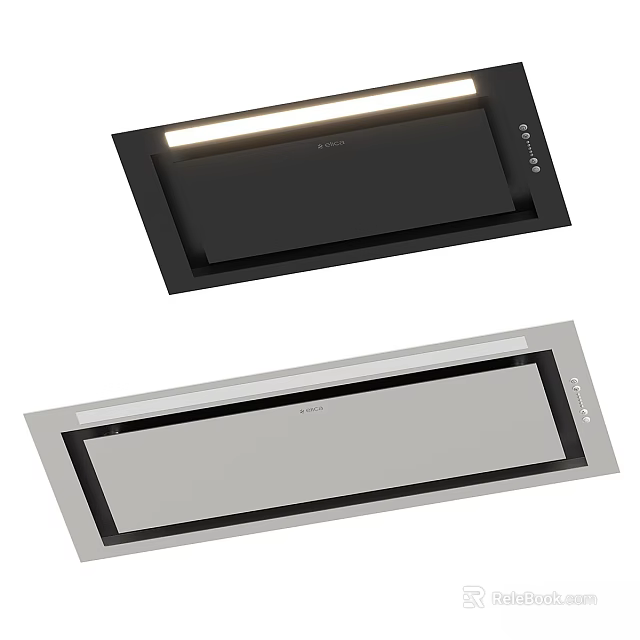 Modern Kitchen Range Hoods In Black And Grey With LED Lighting And Sleek Design 3d model 