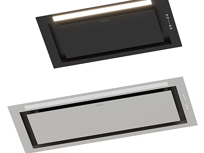 Modern Kitchen Range Hoods In Black And Grey With LED Lighting And Sleek Design 3d model