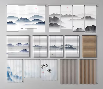new chinese venetian blinds landscape blinds venetian blinds bamboo blinds 3d model
