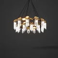 Modern Chandelier with Golden Circular Frame and Transparent Crystal Pendants for Elegant Interior Illumination