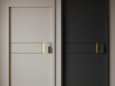 Modern Security Doors With Light And Dark Colors And Sleek Metal Handles 3d model