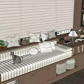 Cozy Window Seat With White Cushion Wooden Storage Cabinets And Decorative Pillows Under Venetian Blinds