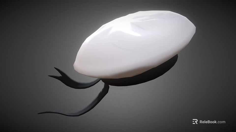 Modern Sleek White Hat With Black Hanging Straps And Minimalist Design 3d model 