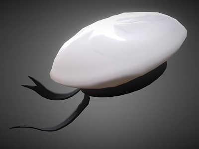 Modern Sleek White Hat With Black Hanging Straps And Minimalist Design 3d model