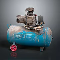 Blue Vigor 150 Air Compressor With Red Wheels And Mechanical Components 3d model