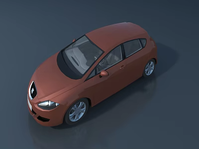 Orange Compact Hatchback With Modern Design And Silver Alloy Wheels 3d model