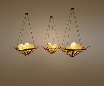 modern shaped chandelier bird's nest chandelier 3d model