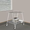 Modern Rolling Side Table With Transparent Glass Top Metal Frame And Lower Shelf
