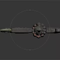 Ancient Decorative Weapon With Long Metal Shaft And Ornate Blade Design