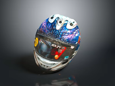 Cosmic Themed Astronaut Helmet Featuring Starry Galaxy Design And Reflective Finish 3d model