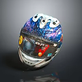 Cosmic Themed Astronaut Helmet Featuring Starry Galaxy Design And Reflective Finish
