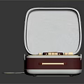 Red Portable Suitcase Design Speaker With Open Lid And Control Buttons 3d model