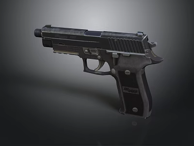 Black Metal Handgun Weapon Design With Detailed Grip And Textured Body 3d model
