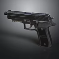 Black Metal Handgun Weapon Design With Detailed Grip And Textured Body