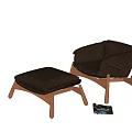 Modern Black Leather Single Sofa With Wooden Legs And Matching Ottoman Floor Magazine