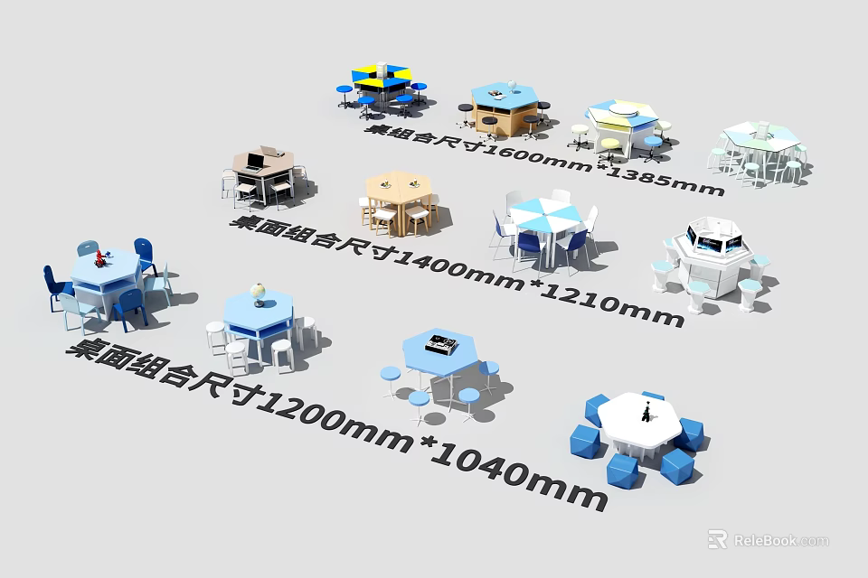 Laboratory Table Combinations With Various Sizes And Color Options 3d model