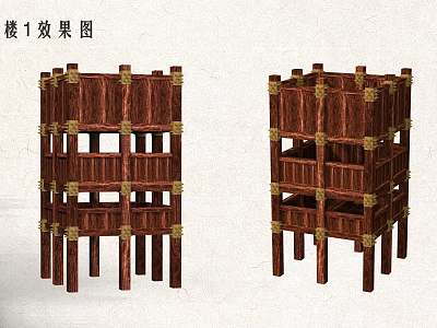 Ancient Architecture Wooden Framework Multi Story Traditional Structure With Decorative Elements 3d model