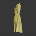 Elegant Yellow Collared Long Sleeved Belted Waist Dress With Timeless Style