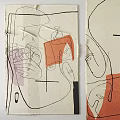 Square Rug With Abstract Lines Geometric Shapes And Colorful Hand Drawn Design