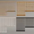 Different Types of Window Blinds in Wooden White and Black Grid Designs for Home