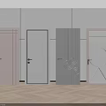 Modern Interior Hinged Doors With Various Geometric Patterns And Neutral Colors 3d model