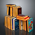 Stacked Hardcover Books With Colorful Spines And Various Titles