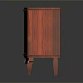 Red Carved Wooden Cabinet With Intricate Patterns And Legs On Reflective Surface