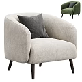 Beige Modern Single Sofa with Dark Gray Cushion and Wooden Legs