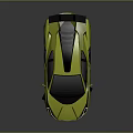 Green Sports Car with Sleek Futuristic Design Orange Wheels Black Roof And Spoiler