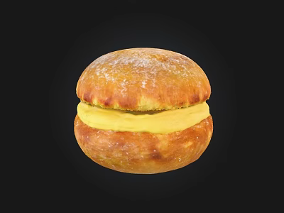 Freshly Baked Sweet Bun With Golden Crust And Creamy Yellow Filling 3d model